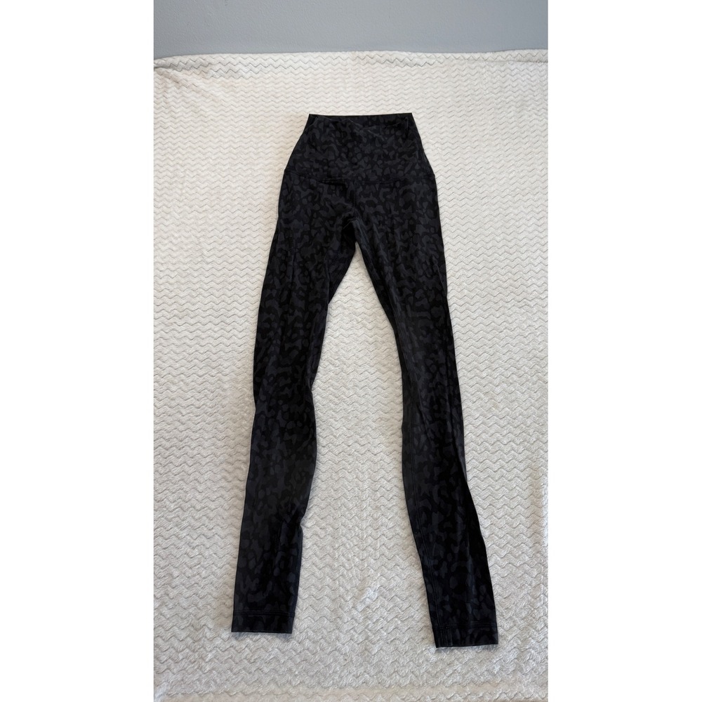 Lululemon Womens align High Rise Leopard Camo Leggings Black Grey Size 2